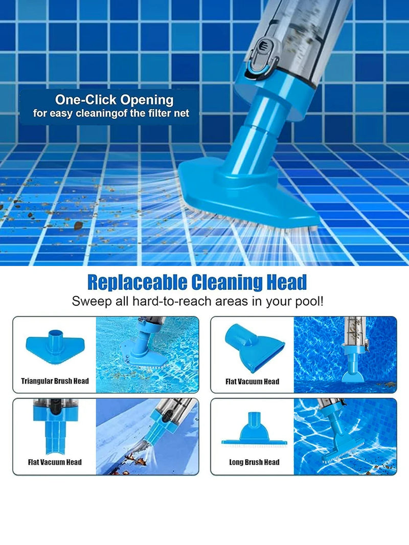 3 in 1 Cordless Rechargeable Pool Vacuum Cleaner Handheld Pool Cleaner Suitable for Spa Center Bathtub Sand Debris